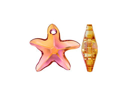 Swarovski Crystal, 2 Pieces, #6721 Starfish Pendant 16mm, Crystal Astral Pink, Wholesale - BeadPrism