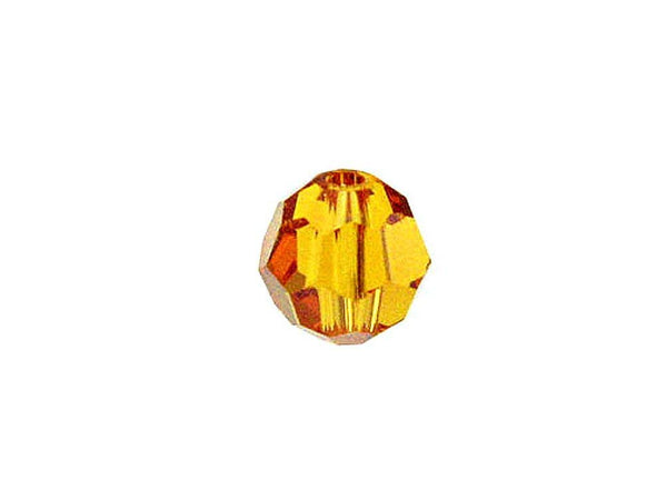 Swarovski 5000 Round Crystal Faceted Beads Topaz | 6mm | Small & Wholesale Packs - BeadPrism