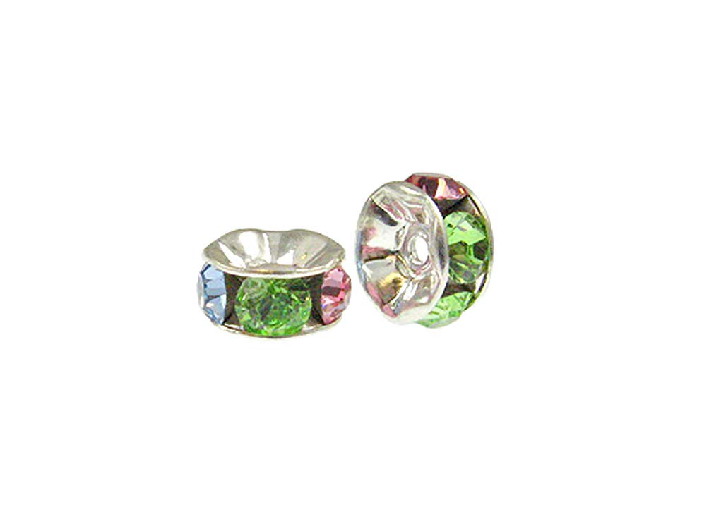 Wholesale Swarovski Rhinestone Rondelles Silver Plated 5mm Light Multi color, Choose Package Size - BeadPrism