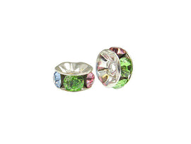 Wholesale Swarovski Rhinestone Rondelles Silver Plated 5mm Light Multi color, Choose Package Size - BeadPrism