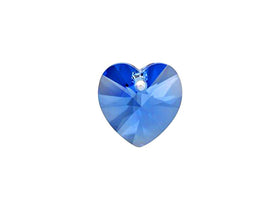 Swarovski Crystal, #6228 Heart Shape Pendant 10mm, Sapphire, Wholesale Packs - BeadPrism