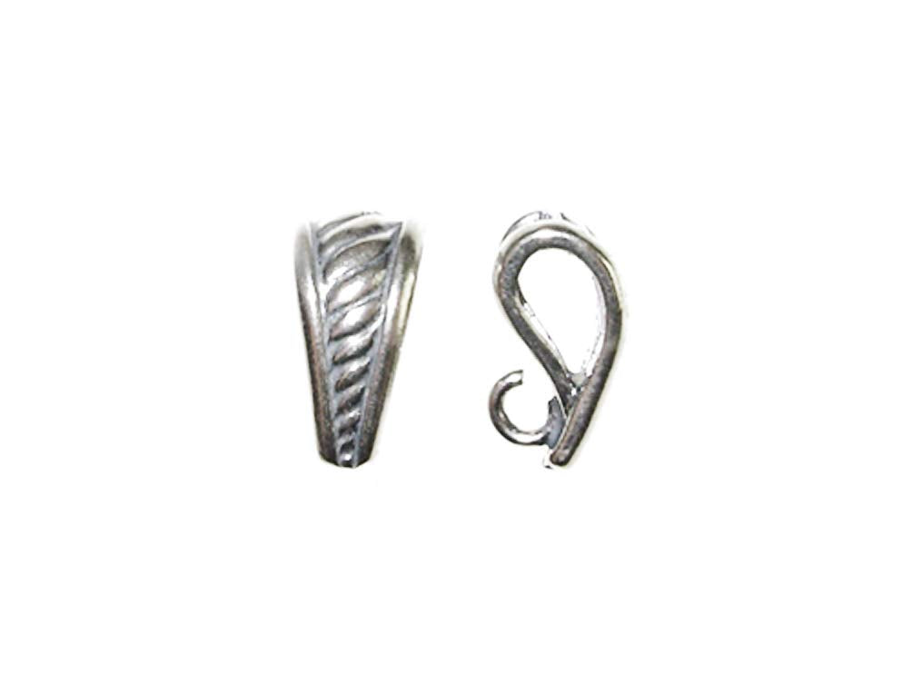 2 pcs 12mm Sterling Silver Fancy Pendant Bail with Ring - BeadPrism