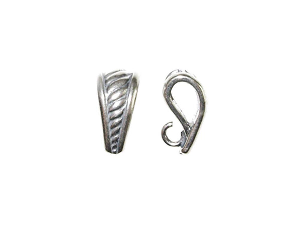 2 pcs 12mm Sterling Silver Fancy Pendant Bail with Ring - BeadPrism