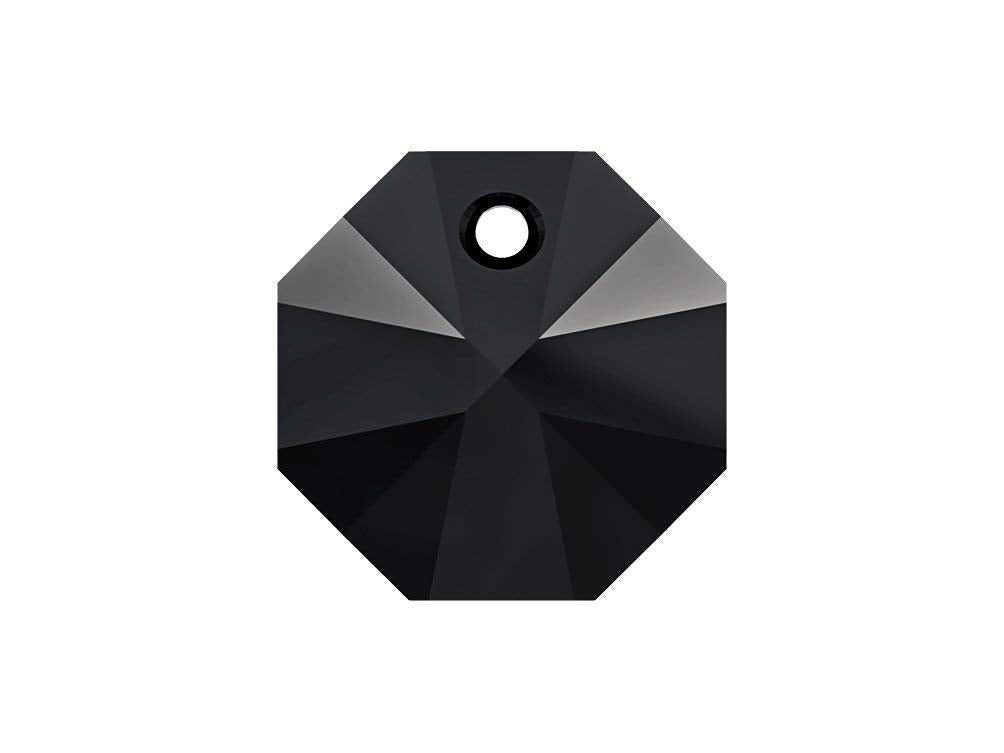 Swarovski Crystal, #6401 Octagon Pendant 12mm, JET, Wholesale Packs - BeadPrism