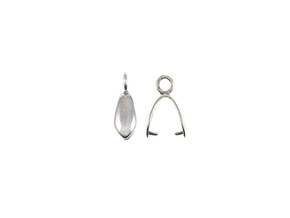 2 pcs Sterling Silver 14x4mm Small Plain Pinch Bail ( 1 pair ) - BeadPrism