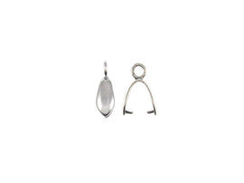 2 pcs Sterling Silver 14x4mm Small Plain Pinch Bail ( 1 pair ) - BeadPrism
