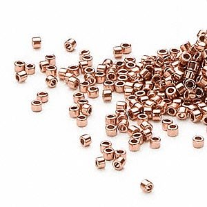 Pack of 50 gram BRIGHT COPPER PLATED  Miyuki Delicas 11/0 Seed Beads Wholesale - BeadPrism