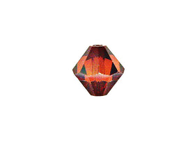 Swarovski Crystal, #5328 Bicone Beads 4mm, Crystal Red Magma, Wholesale Packs - BeadPrism