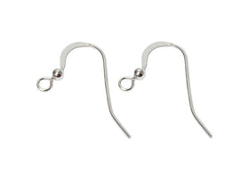 Wholesale Sterling Silver French Hook Earwire with Ball, 15mm, Choose Package Size - BeadPrism