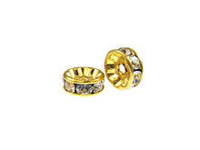 Load image into Gallery viewer, Wholesale Genuine Swarovski Rhinestone Rondelles - Gold Plated - 3mm Crystal - Choose Package Size - BeadPrism