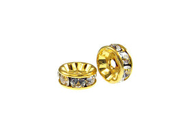 Wholesale Genuine Swarovski Rhinestone Rondelles - Gold Plated - 8mm Crystal - Choose Package Size - BeadPrism