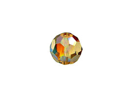 Swarovski 5000 Round Crystal Faceted Beads Light Colorado Topaz AB | 10mm | Small & Wholesale Packs - BeadPrism