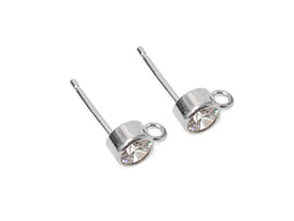 Wholesale Sterling Silver 4mm Cubic Zirconia Post Earring, Choose Package Size - BeadPrism