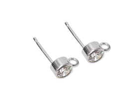 Wholesale Sterling Silver 4mm Cubic Zirconia Post Earring, Choose Package Size - BeadPrism