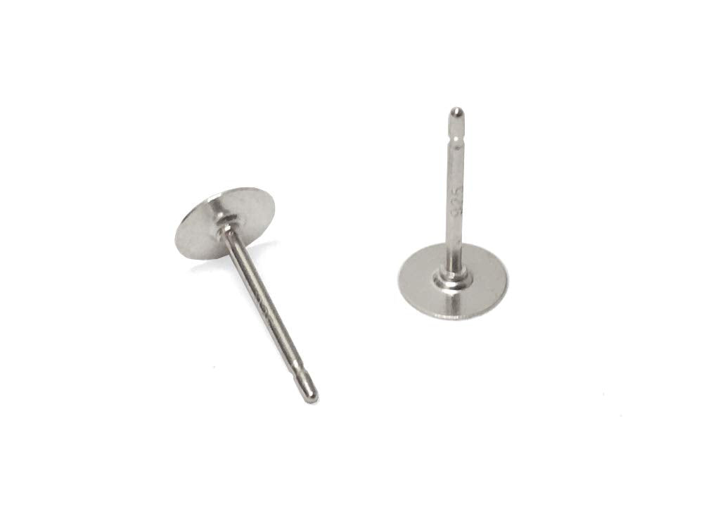 Wholesale Sterling Silver Post Earring With 5mm Flat Pin Pad, Choose Package Size - BeadPrism