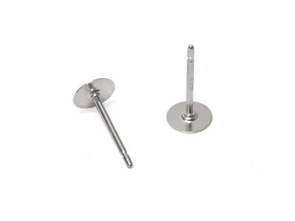 Wholesale Sterling Silver Post Earring With 5mm Flat Pin Pad, Choose Package Size - BeadPrism