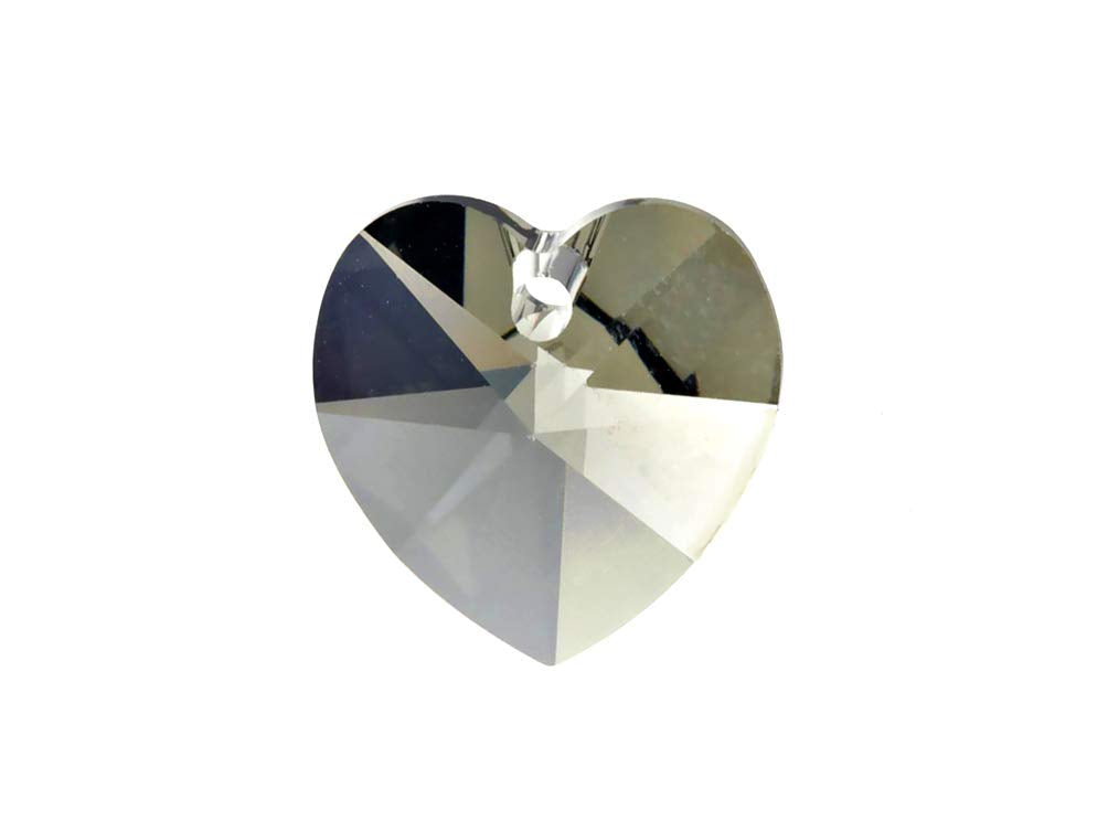 Swarovski Crystal, #6228 Heart Shape Pendant 18mm, Black Diamond, Wholesale Packs - BeadPrism