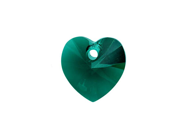 Swarovski Crystal, #6228 Heart Shape Pendant 18mm, Emerald, Wholesale Packs - BeadPrism