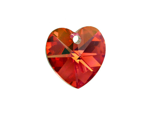 Swarovski Crystal, #6228 Heart Shape Pendant 18mm, Padparadscha AB, Wholesale Packs - BeadPrism