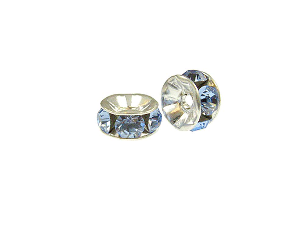 Wholesale Genuine Swarovski Rhinestone Rondelle Silver Plated 5mm Light Sapphire Choose Package Size - BeadPrism