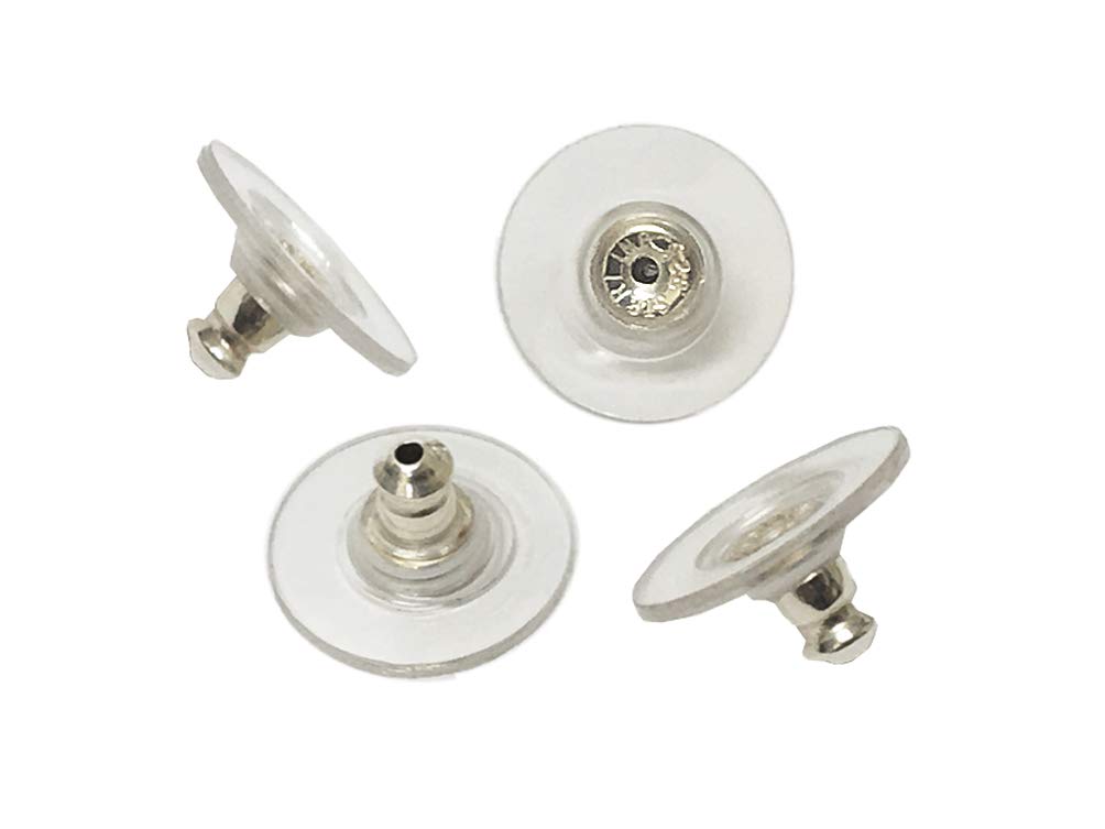 Wholesale Sterling Silver Bullet Clutch Earring Back With 11.5mm Plastic Disc, Choose Package Size - BeadPrism