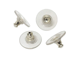 Wholesale Sterling Silver Bullet Clutch Earring Back With 11.5mm Plastic Disc, Choose Package Size - BeadPrism