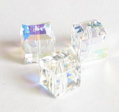 Wholesale Genuine Swarovski 5601 6mm Crystal AB Cube Beads, Choose Package Size - BeadPrism