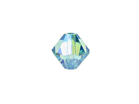 Swarovski Crystal, #5328 Bicone Beads 4mm, Aquamarine AB 2X, Wholesale Packs - BeadPrism