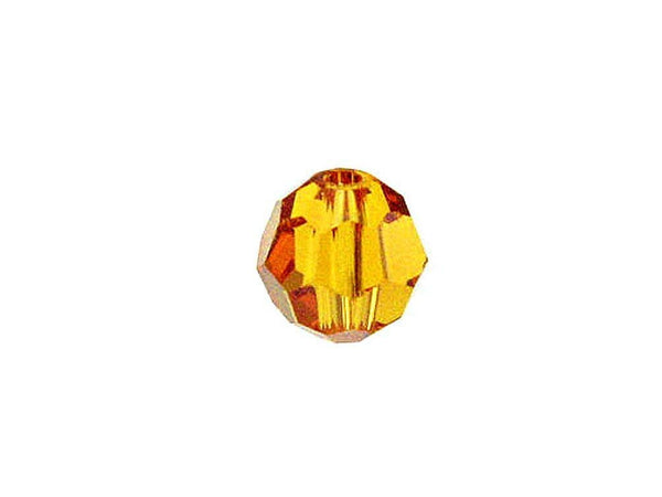 Swarovski 5000 Round Crystal Faceted Beads Topaz | 8mm | Small & Wholesale Packs - BeadPrism