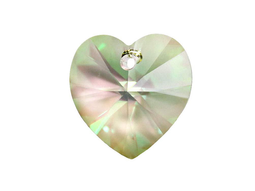 Swarovski Crystal, #6228 Heart Shape Pendant 10mm, Crystal Luminous Green, Wholesale Packs