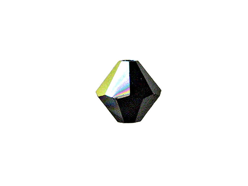 Swarovski Crystal, #5328 Bicone Beads 4mm, JET AB, Wholesale Packs - BeadPrism