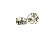 Load image into Gallery viewer, Wholesale Genuine Swarovski Rhinestone Rondelles - Silver Plated - 3mm Crystal - Choose Package Size - BeadPrism