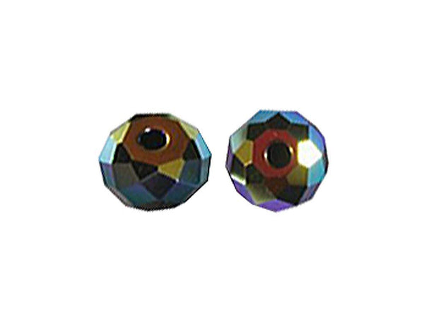 Swarovski 5040 Rondelle Crystal Faceted Beads JET AB | 6mm | Small & Wholesale Packs - BeadPrism