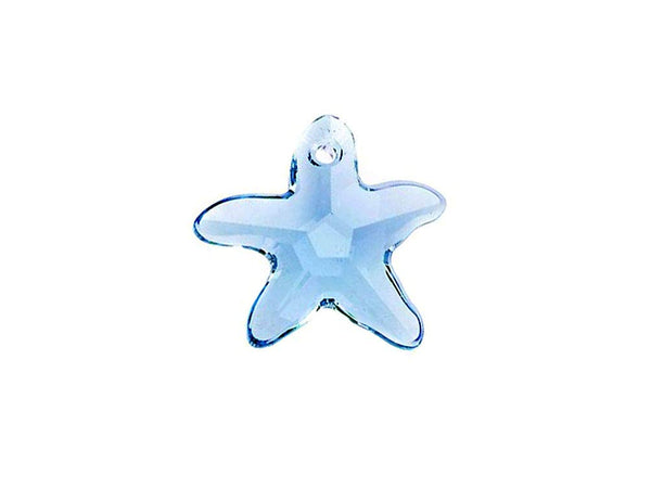 Swarovski Crystal, 2 Pieces, #6721 Starfish Pendant 16mm, Aquamarine, Wholesale - BeadPrism