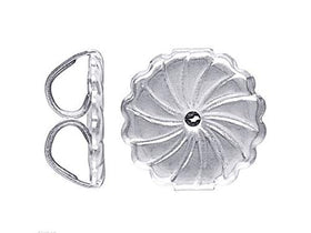 Wholesale Sterling Silver 9.25mm Earring Back With Swirl Pattern, Choose Package Size - BeadPrism