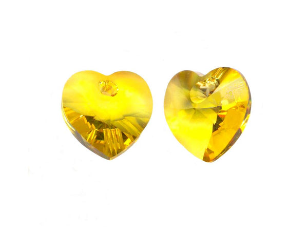 Swarovski Crystal, #6228 Heart Shape Pendant 28mm, Light Topaz, Wholesale - BeadPrism