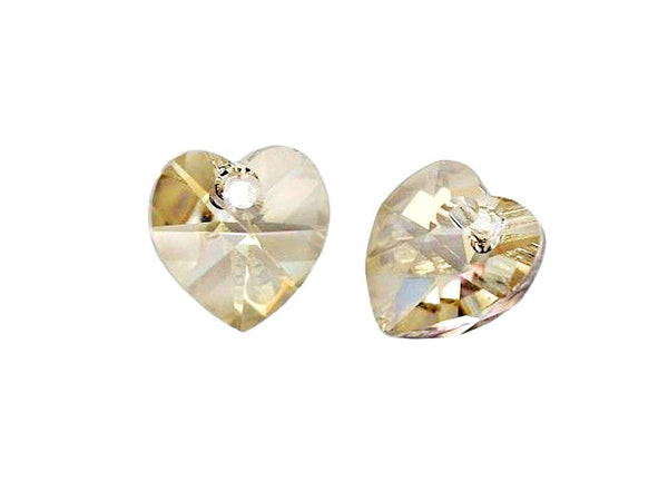 Swarovski Crystal, #6228 Heart Shape Pendant 18mm, Crystal Golden Shadow, Wholesale Packs - BeadPrism