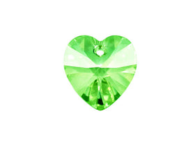 Swarovski Crystal, #6228 Heart Shape Pendant 10mm, Peridot, Wholesale Packs - BeadPrism
