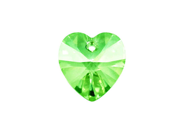 Swarovski Crystal, #6228 Heart Shape Pendant 10mm, Peridot, Wholesale Packs - BeadPrism