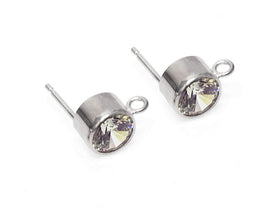 Wholesale Sterling Silver 6mm Cubic Zirconia Post Earring, Choose Package Size - BeadPrism