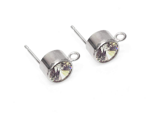 Wholesale Sterling Silver 6mm Cubic Zirconia Post Earring, Choose Package Size - BeadPrism