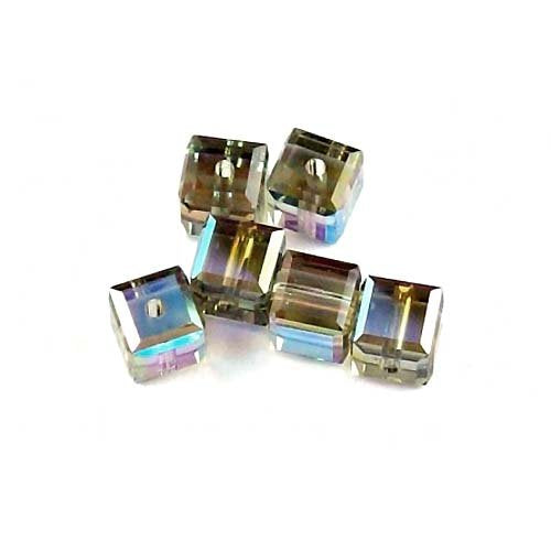 Wholesale Genuine Swarovski 5601 8mm Black Diamond AB Cube Beads, Choose Package Size - BeadPrism