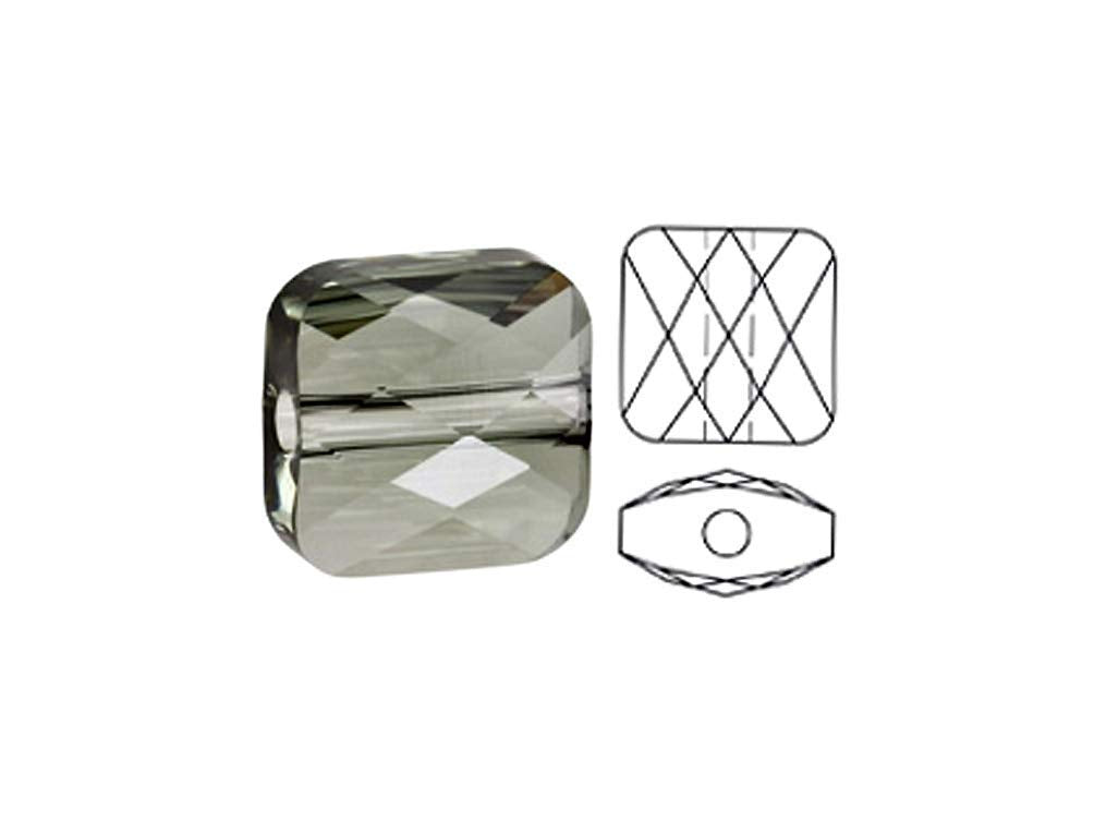 Swarovski 5053 Mini Square Beads, 8mm, Black Diamond | 12 Pack - BeadPrism