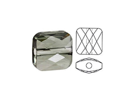 Swarovski 5053 Mini Square Beads, 8mm, Black Diamond | 12 Pack - BeadPrism