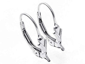 Sterling Silver Anti Tarnish Coating Fleur De Lis Leverback Earring With Ring, Choose Package Size - BeadPrism
