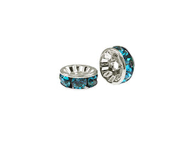 Wholesale Genuine Swarovski Rhinestone Rondelles Silver Plated 5mm Blue Zircon, Choose Package Size - BeadPrism