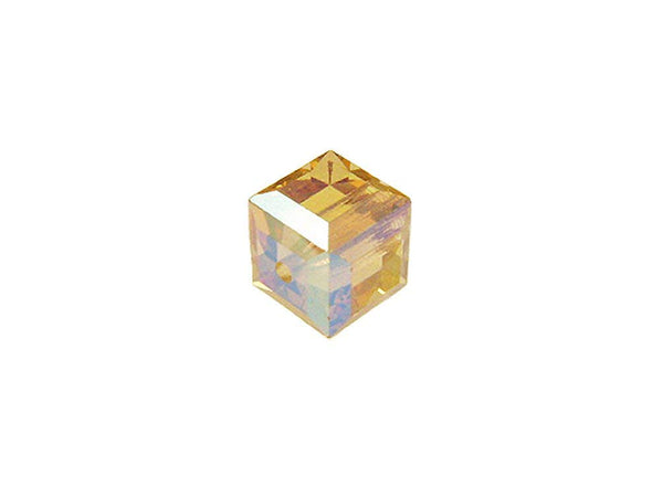 Wholesale Genuine Swarovski 5601 8mm Light Colorado Topaz AB Cube Beads, Choose Package Size - BeadPrism