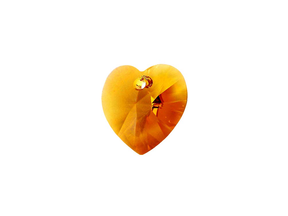 Swarovski Crystal, #6228 Heart Shape Pendant 10mm, Topaz, Wholesale Packs