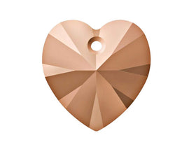 Swarovski Crystal, #6228 Heart Shape Pendant 14mm, Crystal Rose Gold 2X, Wholesale Packs - BeadPrism