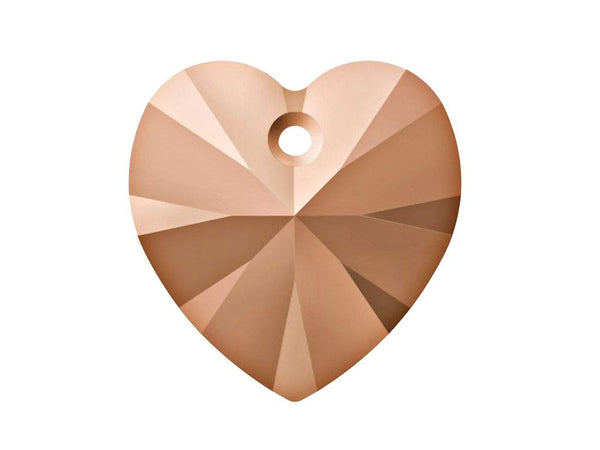 Swarovski Crystal, #6228 Heart Shape Pendant 14mm, Crystal Rose Gold 2X, Wholesale Packs - BeadPrism